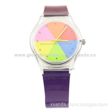 Plastic watches, colorful pattern print on strap, accept customize your design, 5ATM waterproof